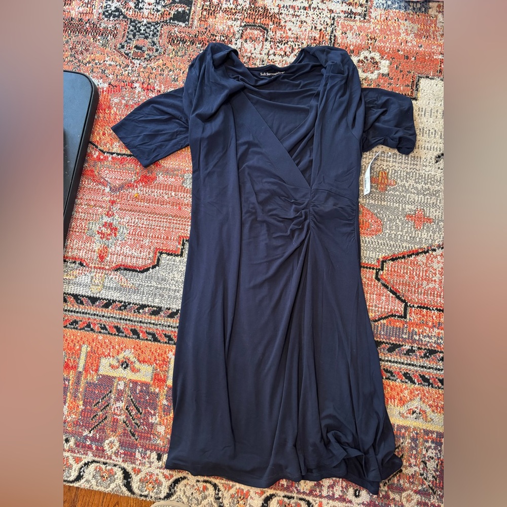 NWT - SOFT SURROUNDINGS Navy Blue Hyannis Dress, Surplice, Classic, Sz 2X - Picture 2 of 4